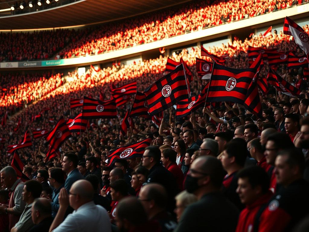 nocerina sceglie di non anticipare: supporto tifosi cruciale Nocerina Sceglie di Non Anticipare: Supporto Tifosi Cruciale bandiere a righe stile milan stadio pieno