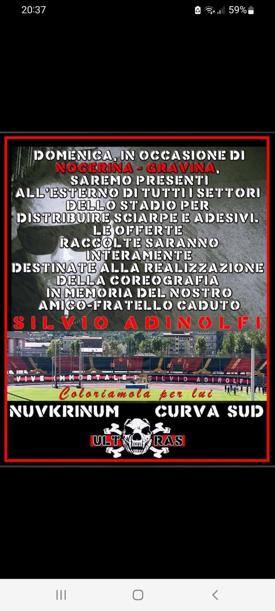 coloriamo lo stadio: iniziativa per silvio adinolfi Coloriamo lo Stadio: Iniziativa per Silvio Adinolfi d18ca18b 69ff 4dac a260 98d566c7a91c