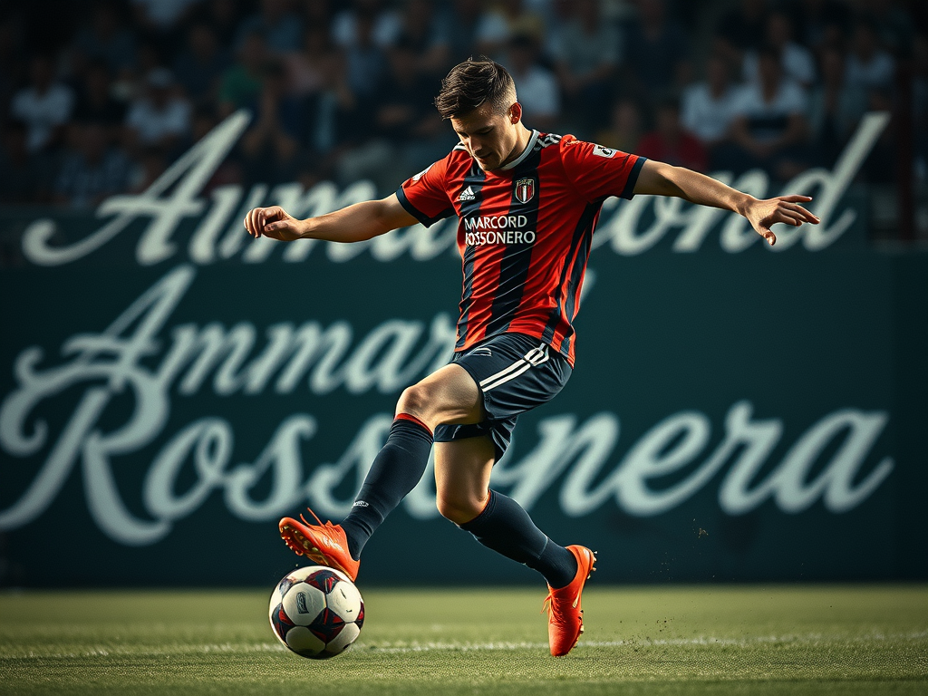 amarcord rossonero| merolla gennaro il centrocampista decisivo nella partita contro il trapani AMARCORD ROSSONERO| Merolla Gennaro il centrocampista decisivo nella partita contro il Trapani un calciatore con la maglia rosso nera che calcia il 1