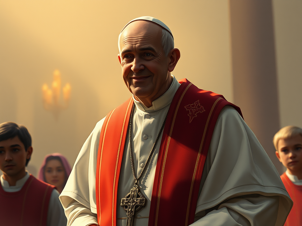 Nocerina: Tributo a Papa Francesco con Iniziative Speciali crea un immagine con il papa in veste bianca un
