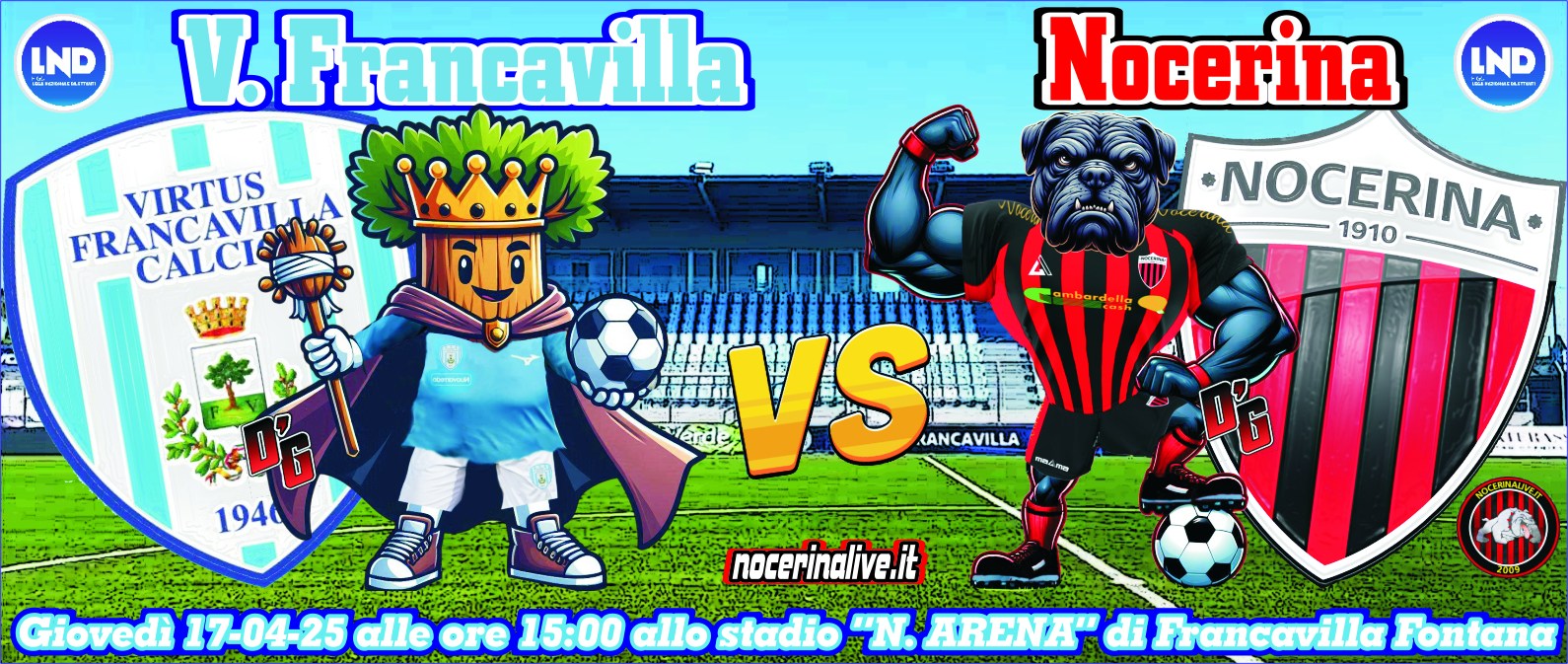 FT| V.FRANCAVILLA-NOCERINA 1-3 [48&#8242;, 50&#8242; Felleca (N), 71&#8242; Addessi (N), 84&#8242; Sosa (VF)] virtus francavilla nocerina