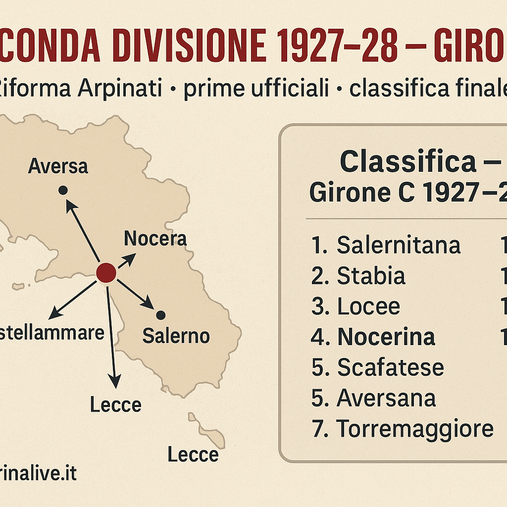 Nocerina 1927-28: la Seconda Divisione (Girone C) tra riforme, debutti e primi derby ufficiali