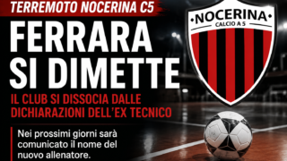 Nocerina Calcio a 5, dimissioni a sorpresa di Vincenzo Ferrara: la società prende le distanze dalle sue dichiarazioni