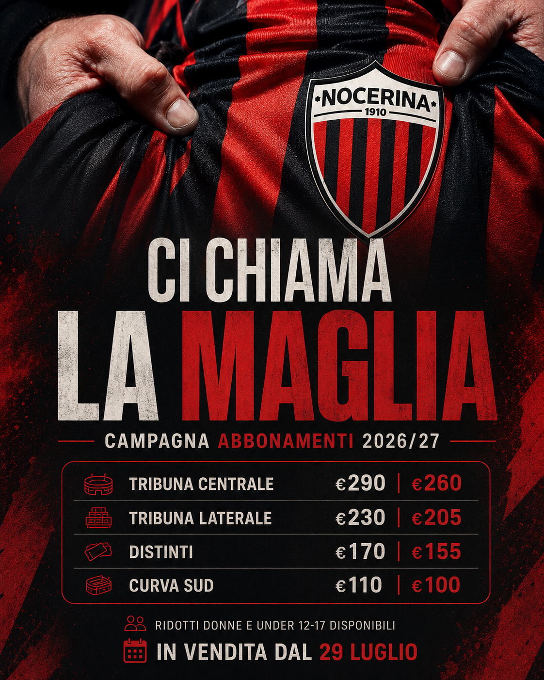 Nocerina, “Ci chiama la maglia”: ecco prezzi e modalità della campagna abbonamenti 2026/27