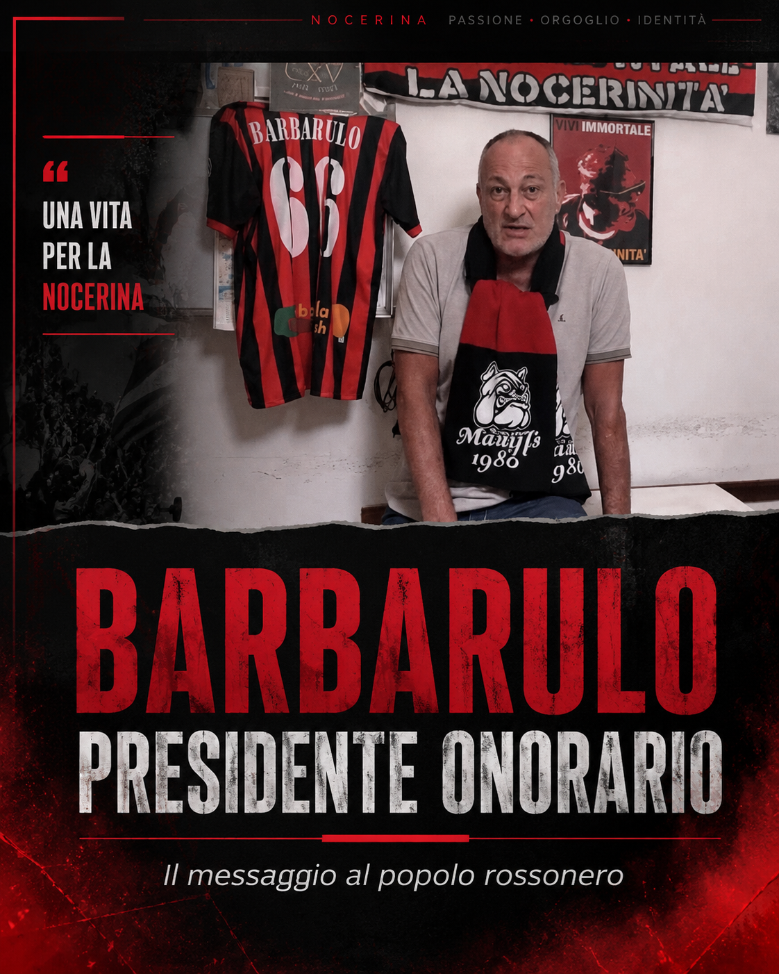 Nocerina, il messaggio del presidente onorario Barbarulo: «Tutti uniti, ritorniamo allo stadio e in Curva»