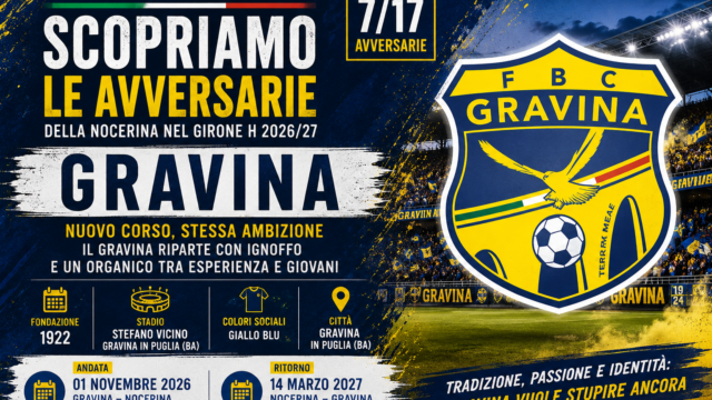Nocerina, scopriamo le avversarie del Girone H: Gravina, nuovo corso Ignoffo e mercato tra esperienza e giovani
