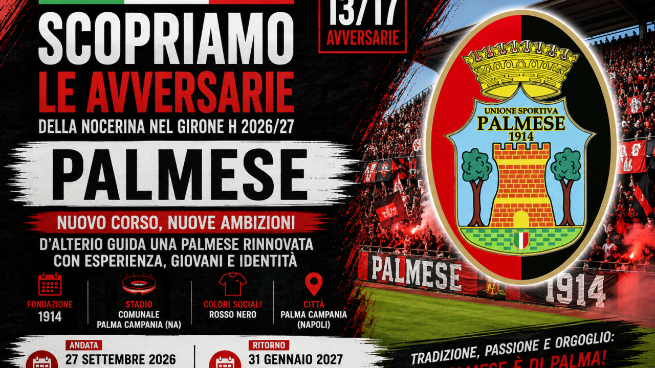 Nocerina, scopriamo le avversarie del Girone H: Palmese, nuovo corso D’Alterio e rosa rinnovata