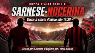 SARNESE-NOCERINA, VERSO IL CALCIO D’INIZIO ALLE 16:30: POSSIBILE PRESENZA DEI TIFOSI MOLOSSI ALLO SQUITIERI