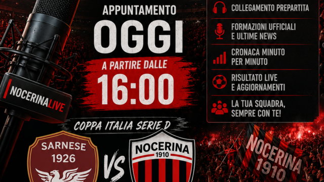 SARNESE-NOCERINA, DALLE 16:00 LA RADIOCRONACA IN DIRETTA SU NOCERINALIVE: NEL POST GARA LA ZONA MISTA