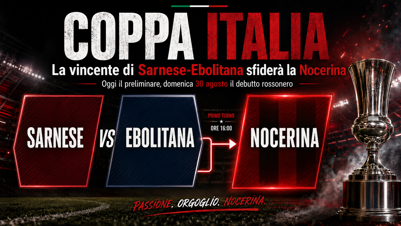 COPPA ITALIA, SARNESE-EBOLITANA VALE LA NOCERINA: DOMENICA IL DEBUTTO UFFICIALE DEI MOLOSSI