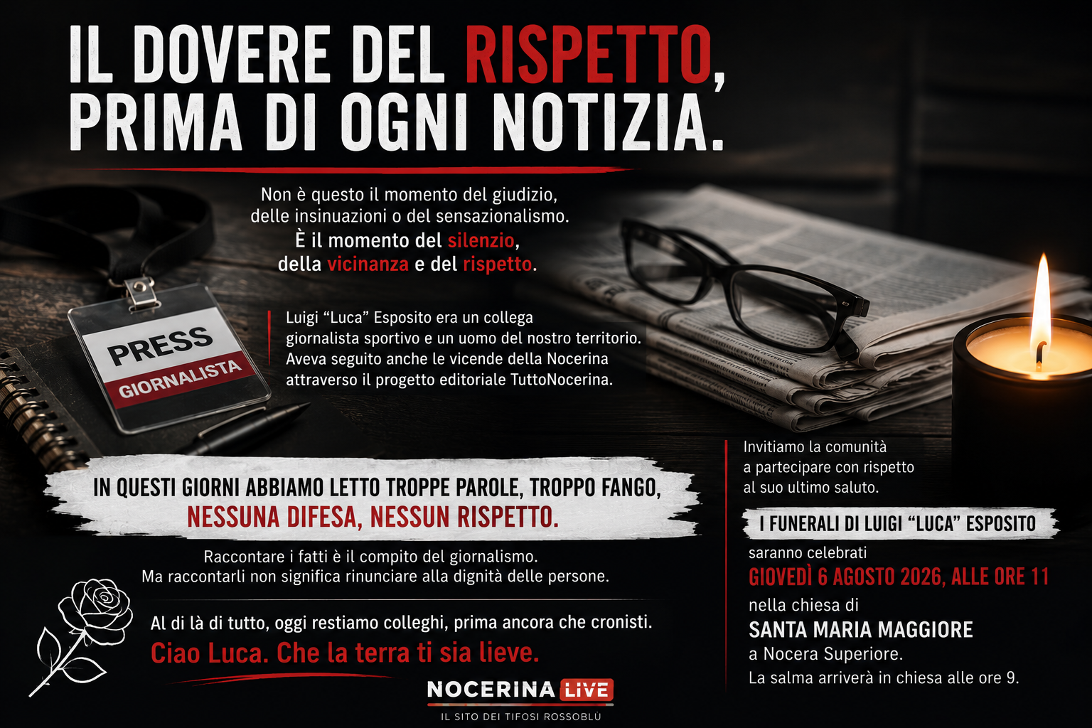 Luigi “Luca” Esposito, il dovere del rispetto prima dell’ultimo saluto