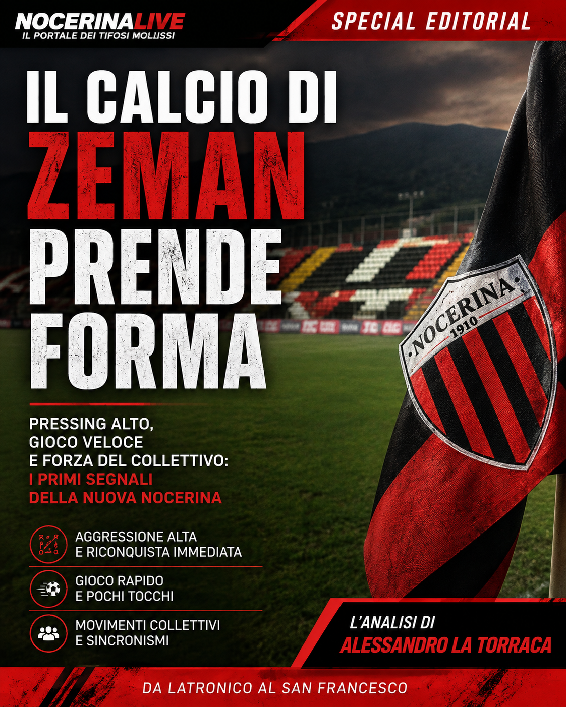 Nocerina, il calcio di Zeman comincia a prendere forma: pressing, velocità e forza del collettivo