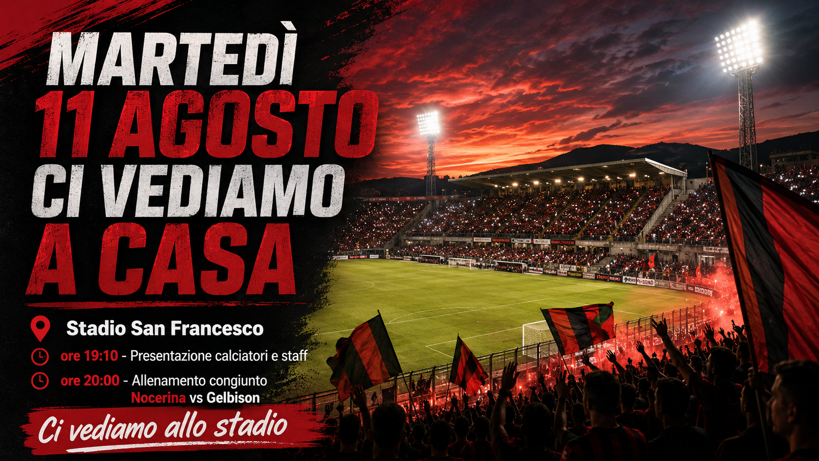 NOCERINA, MARTEDÌ 11 AGOSTO SI TORNA A CASA: PRESENTAZIONE AL SAN FRANCESCO E TEST CON LA GELBISON