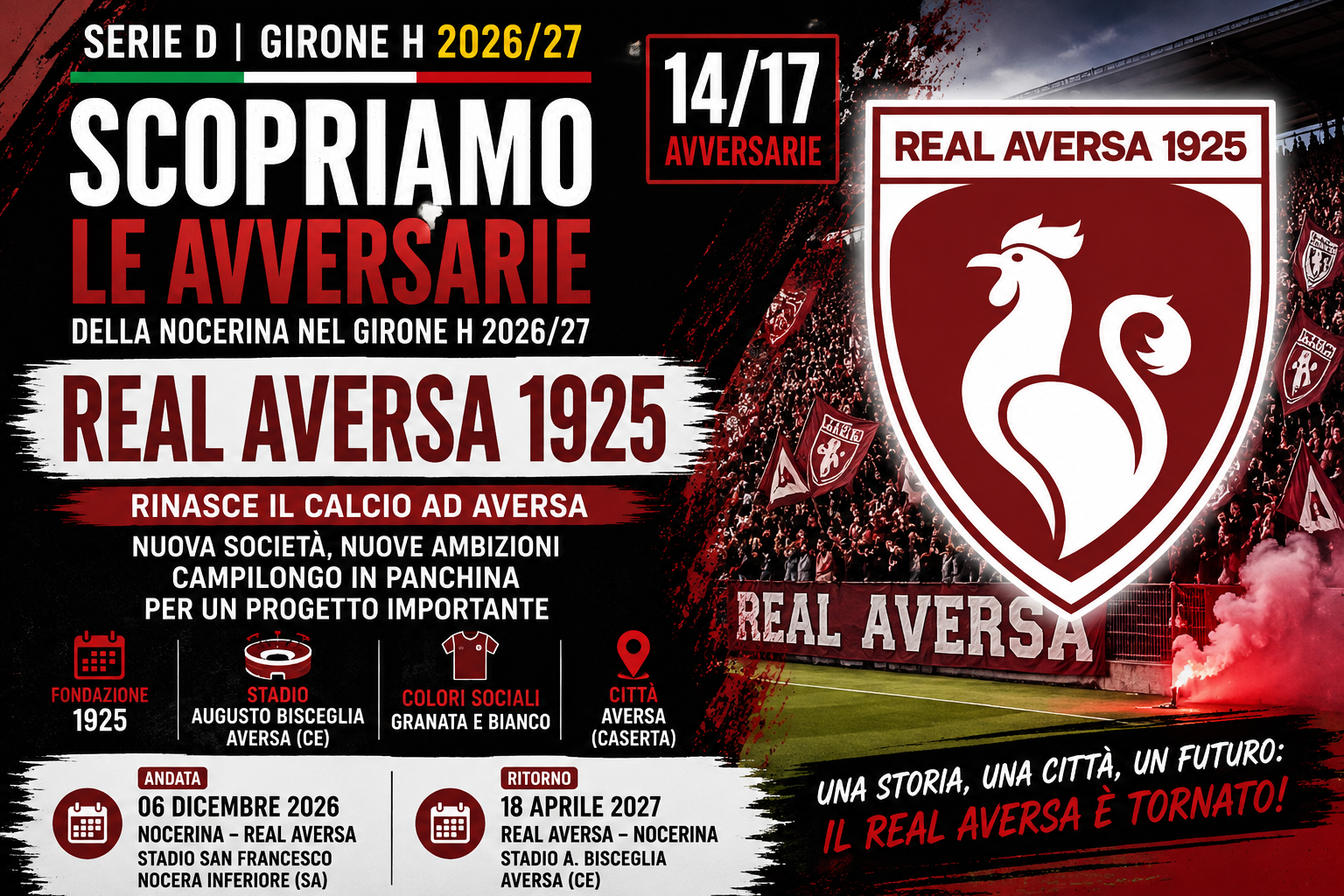 Nocerina, scopriamo le avversarie del Girone H: Puteoli Real Normanna ai raggi X, ad Aversa nasce un progetto ambizioso