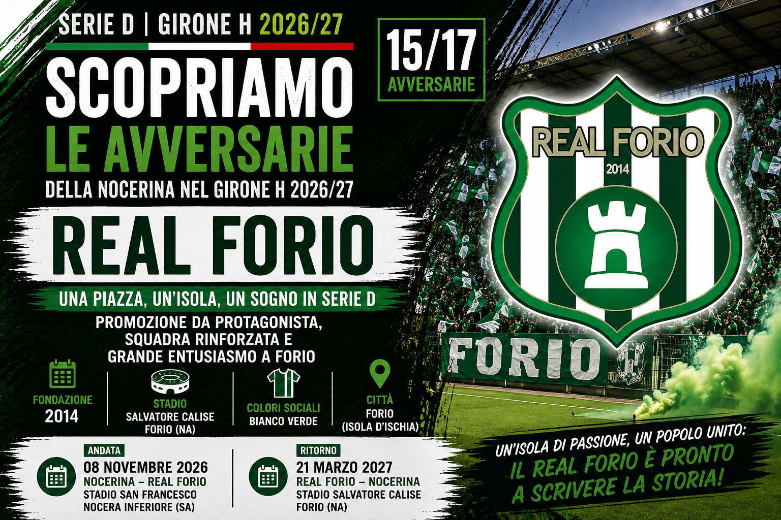 Nocerina, scopriamo le avversarie del Girone H: Real Forio ai raggi X, entusiasmo e qualità per la storica Serie D