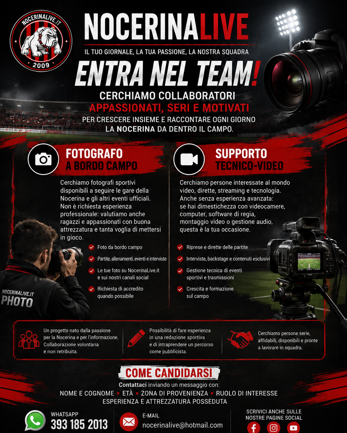 NocerinaLive amplia la squadra: cerchiamo fotografi e supporto tecnico-video
