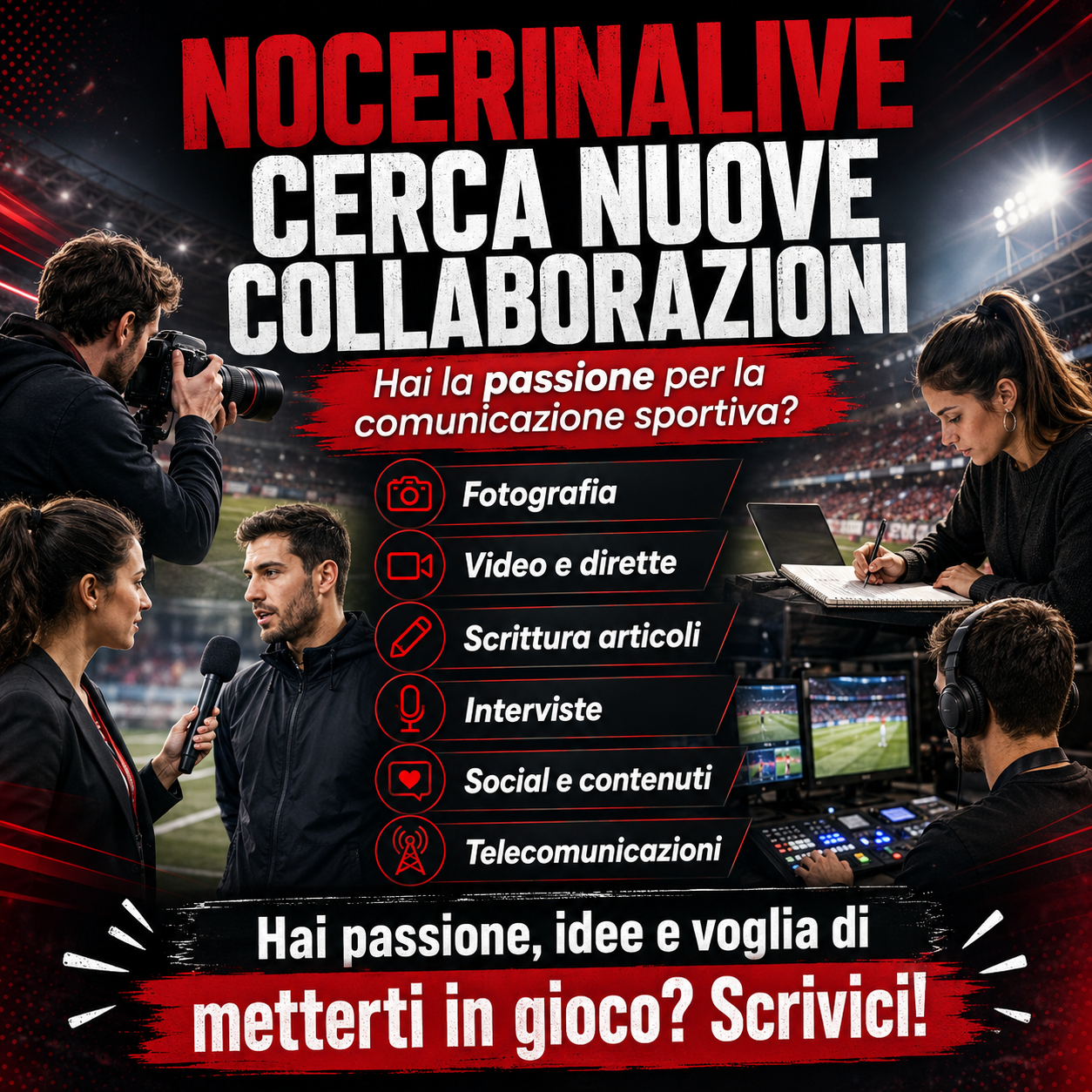 NOCERINALIVE CRESCE: CERCHIAMO NUOVE PERSONE DA INSERIRE NELLA NOSTRA SQUADRA