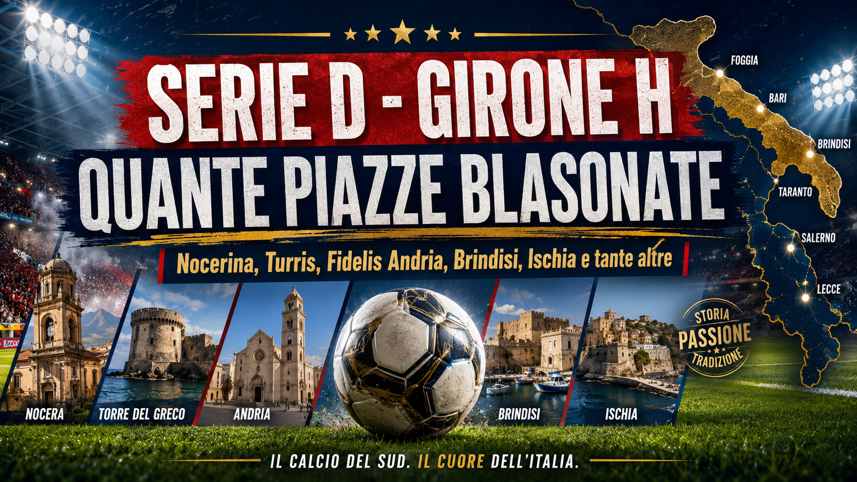 Serie D, il Girone H sembra una Serie C: Nocerina, Turris, Andria, Brindisi e Ischia, quanta storia