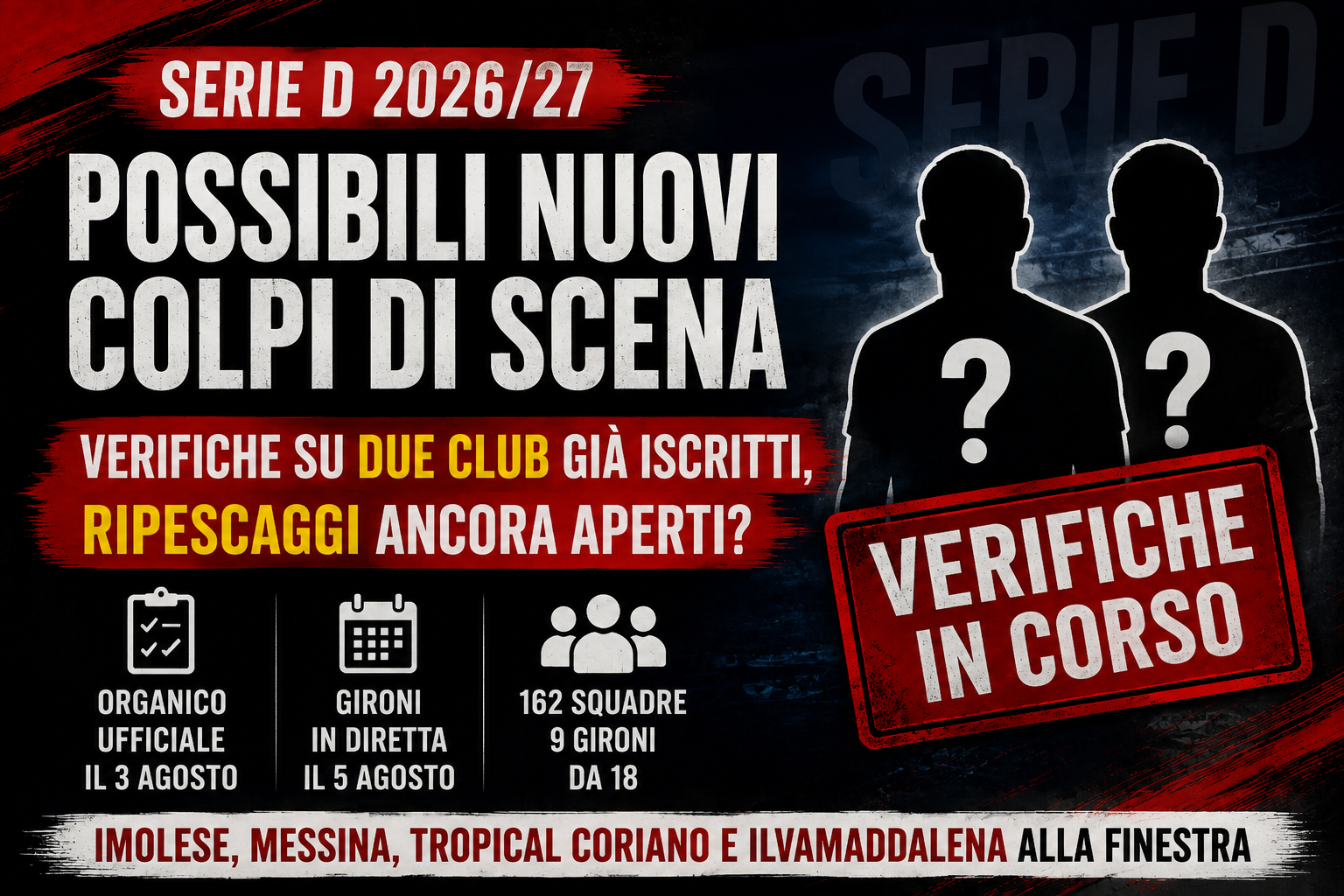 Serie D, Imolese, Messina e Tropical Coriano alla finestra possibili nuovi colpi di scena: verifiche su due club già iscritti, ripescaggi ancora aperti?