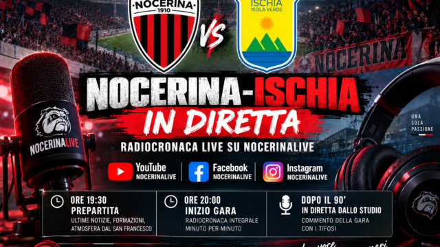 Nocerina-Ischia, dalle 19:30 “Diretta Studio Stadio”: radiocronaca e postgara con i tifosi