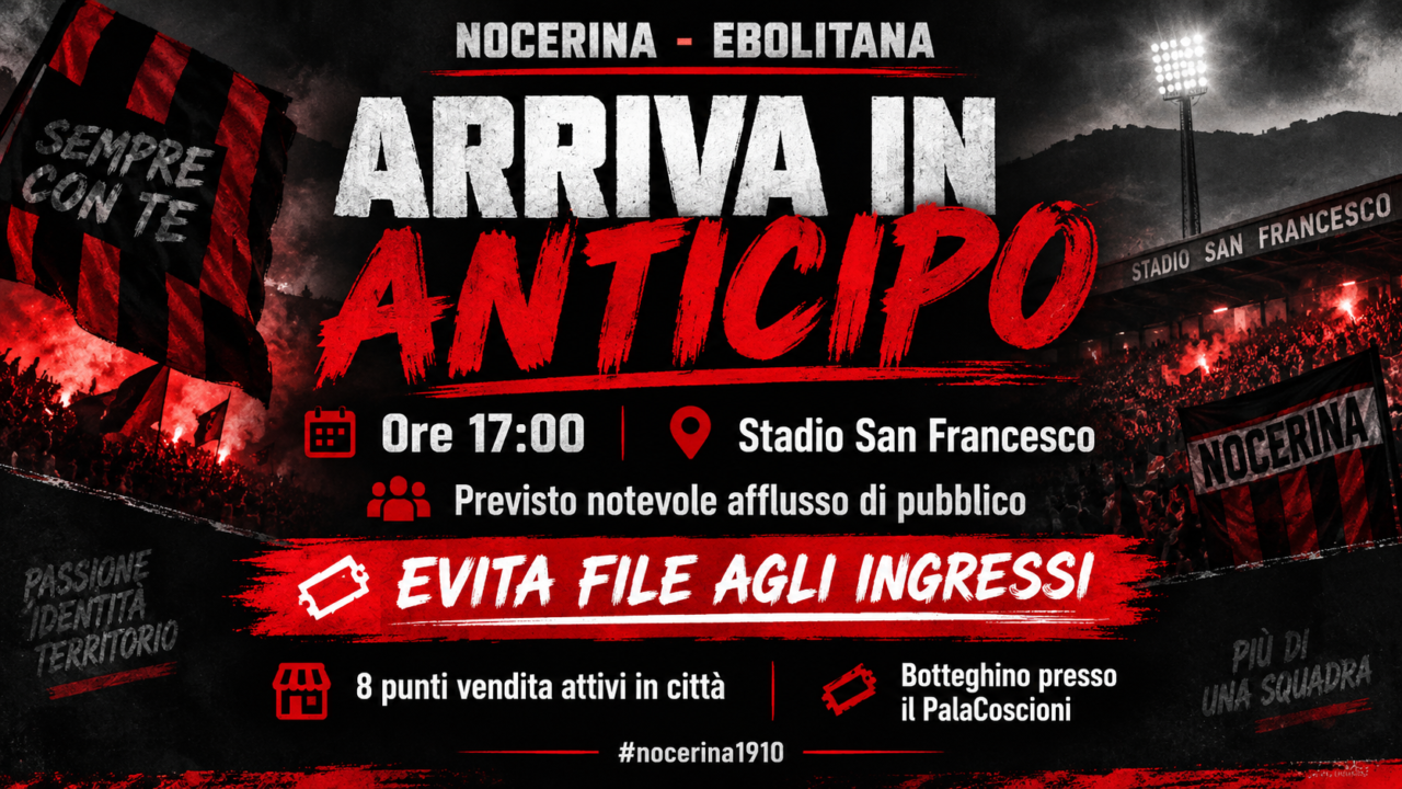 Nocerina-Ebolitana, atteso grande afflusso: l’invito ai tifosi è di arrivare in anticipo