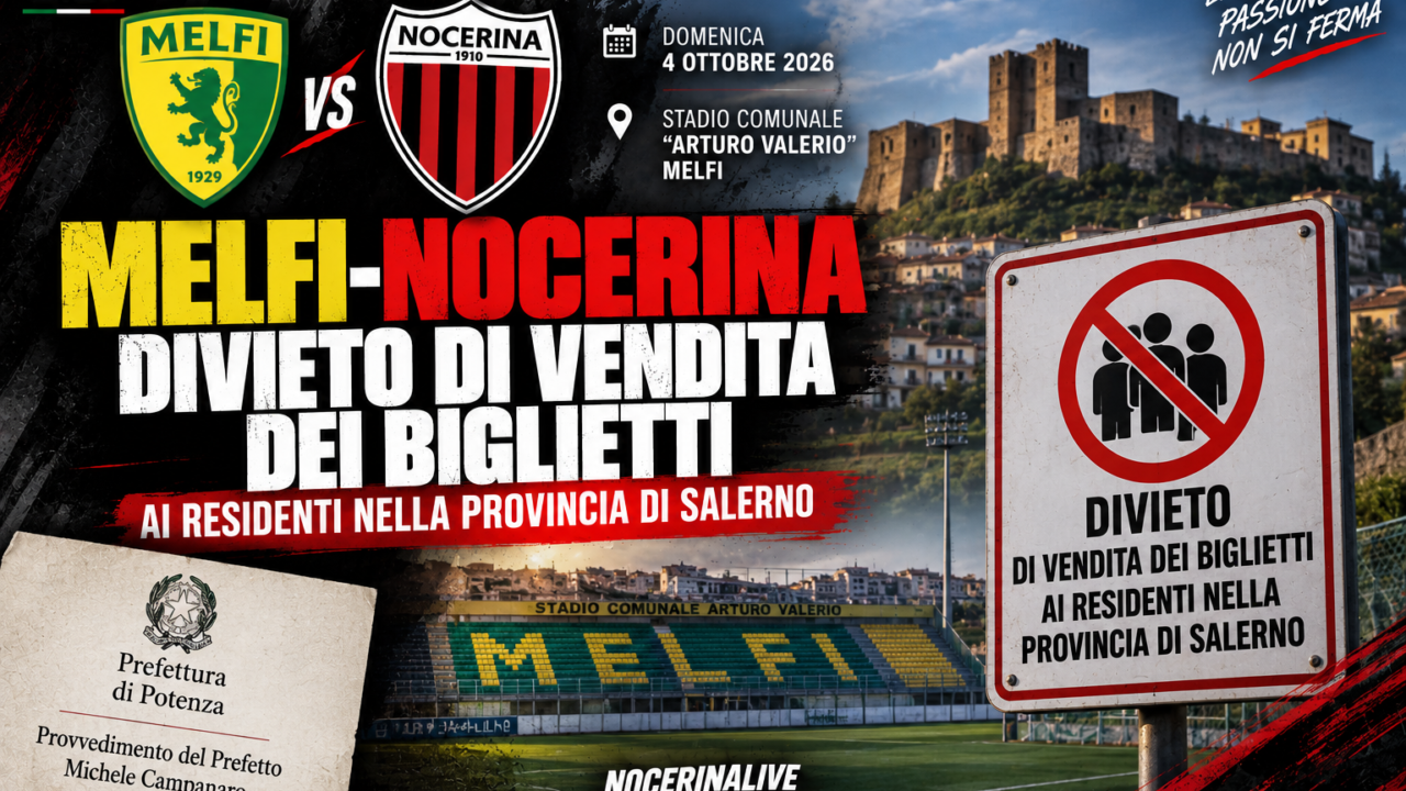 Melfi-Nocerina, trasferta vietata ai residenti in provincia di Salerno