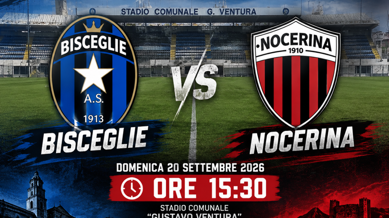 Bisceglie-Nocerina, calcio d’inizio alle 15:30 al “Gustavo Ventura”