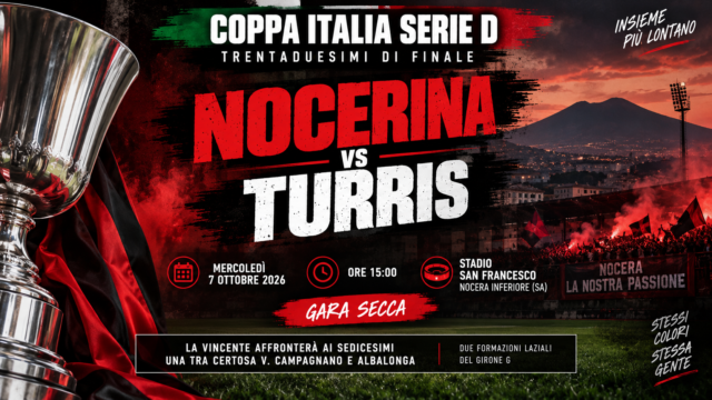 Coppa Italia, Nocerina-Turris ai trentaduesimi: ai sedicesimi possibile incrocio con Certosa o Albalonga