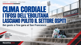 Nocerina-Ebolitana, il bel gesto dei tifosi ospiti: settore ripulito a fine gara