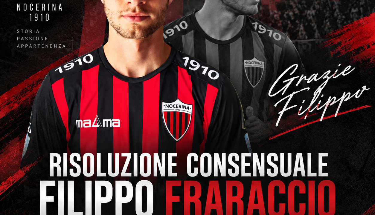 Nocerina, risoluzione consensuale con Filippo Fraraccio