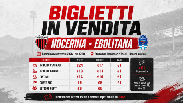 Nocerina-Ebolitana, parte la prevendita: tutti i prezzi per l’esordio al San Francesco