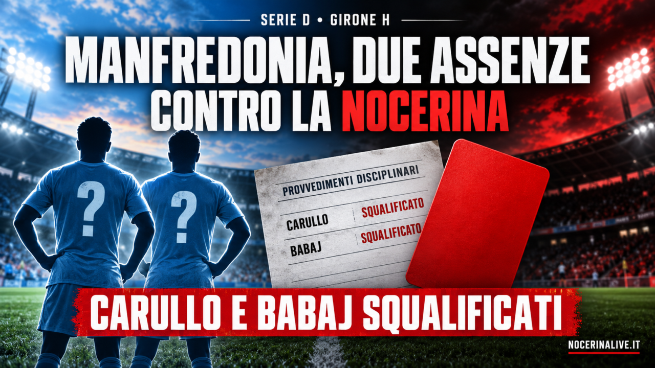 Giudice Sportivo, Manfredonia-Nocerina: sipontini senza Carullo e Babaj