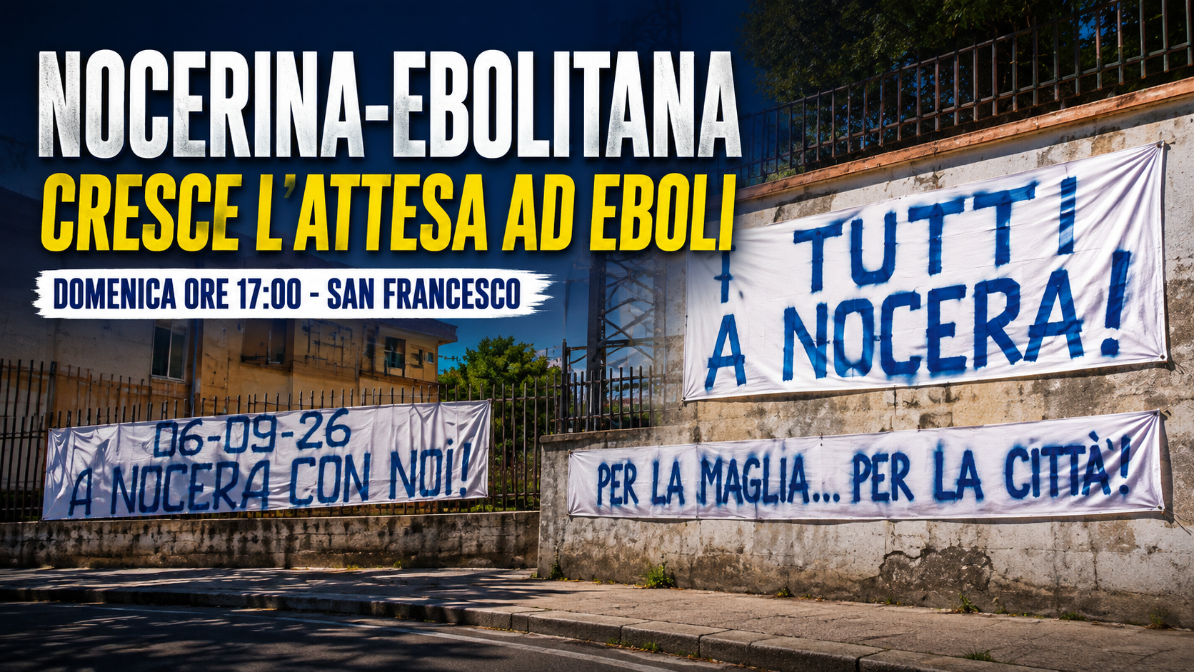 Nocerina-Ebolitana, cresce l’attesa a Eboli: striscioni in città, “Tutti a Nocera”